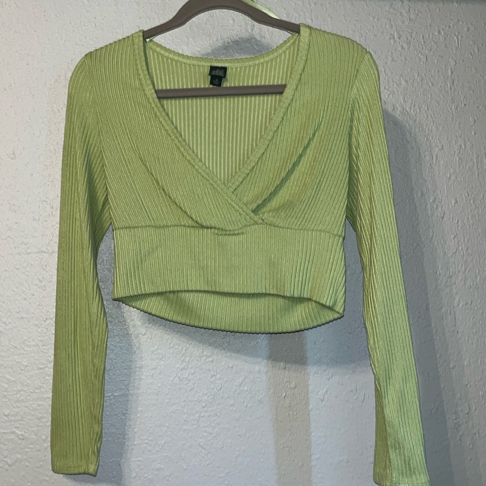 Lime Green Crop Top Long Sleeve